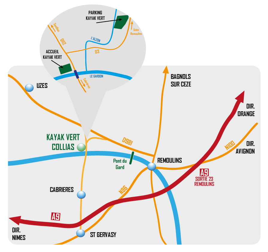 Plan d'acces Kayak Vert